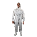Keystone&reg; Adjustable Cap LC0-WE-KG-LRG Disposable Lab Coat, L, White, KeyGuard&reg; Fabric, 40 in L, Front Snap Closure, ANSI Specified